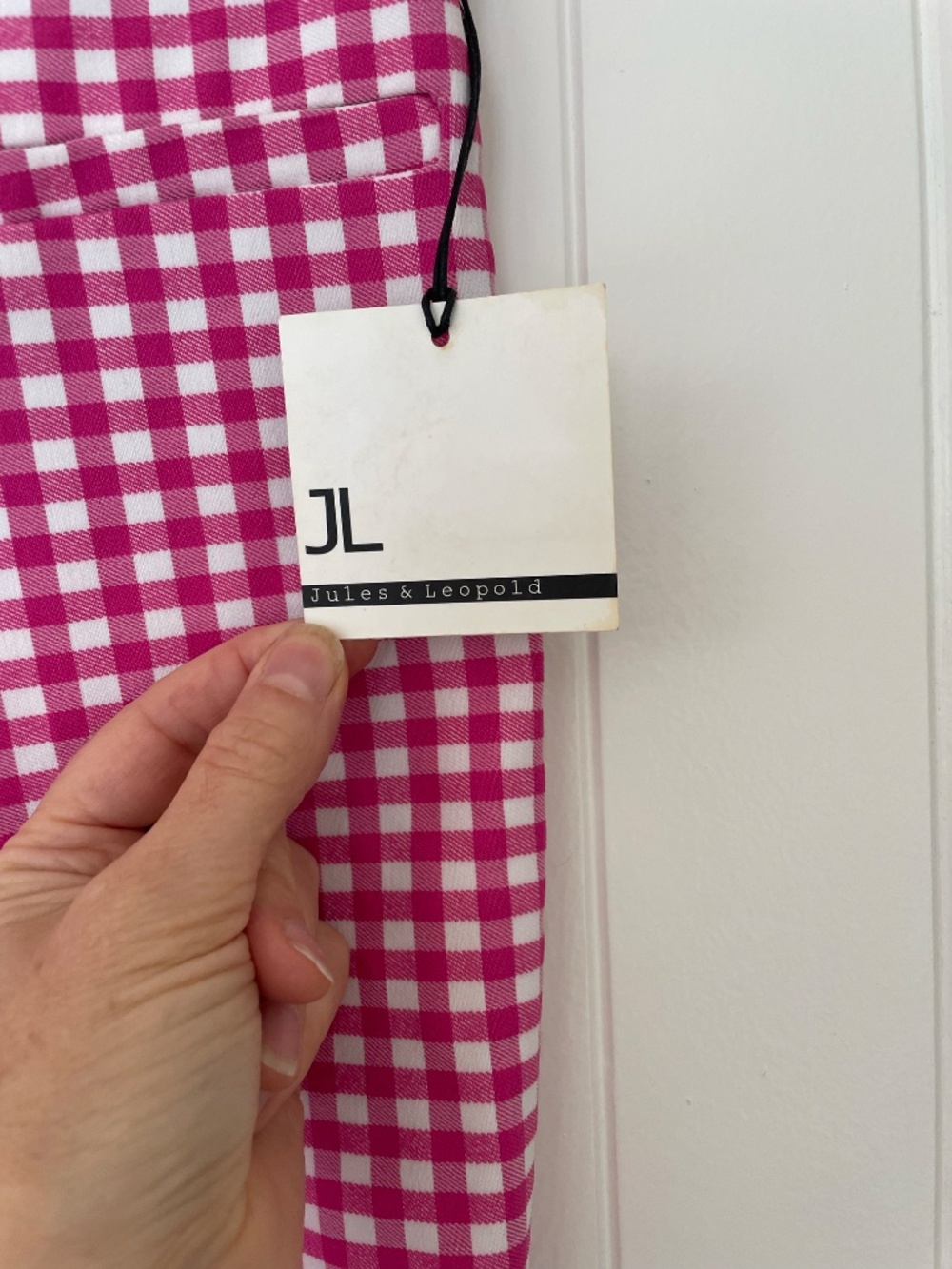 Jules & Leopold pink gingham capri stretch pants - sz S/M - Picture 3 of 8
